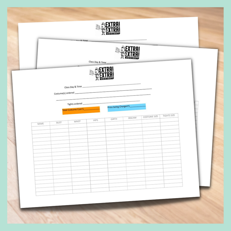 Costume Measurement Worksheet
